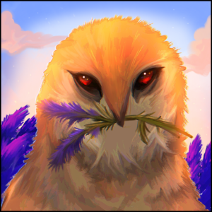 Owl holding an herb