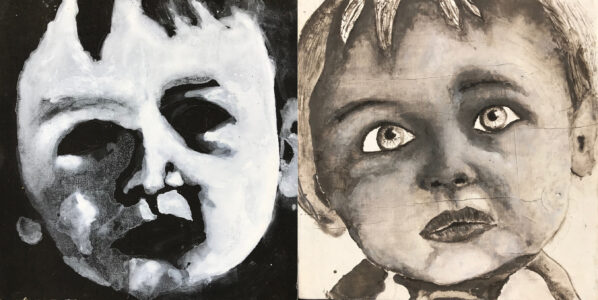 dyptich in tempera: chiaroscuro & grisaille